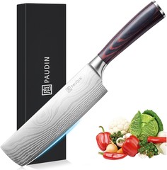 PAUDIN Pro Нож кухонный профессиональный накири для мяса и овощей лезвие 17 см
