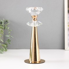 Подсвечник металл на 1 свечу d4 см Альфия золото 75х75х20 см No Brand