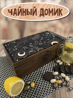 Коробка для чайных пакетиков из дерева УФ 4 отделения с принтом планеты космос - 623 Бруталити