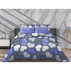 Простынь Ивановотекстиль евро поплин 220х240 см Романтика синий