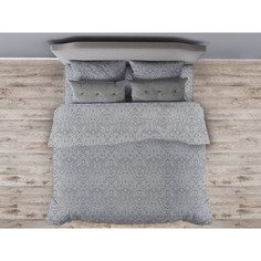 Простыня на резинке Ивановотекстиль 180х200 см бязь Дамаск серый, борт 25 см