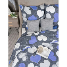 Простыня на резинке Ивановотекстиль 120х200 см поплин Романтика синий, борт 25 см