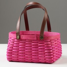Корзина плетеная 21x16x10/22 см розовая секвойя No Brand