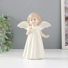 Сувенир керамика Девочка-ангел в платье с рюшами и ободком 10,3х6,5х15 см No Brand