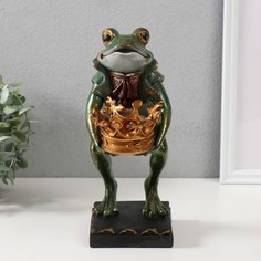 Подсвечник полистоун Лягуха с короной 145х125х26 см No Brand