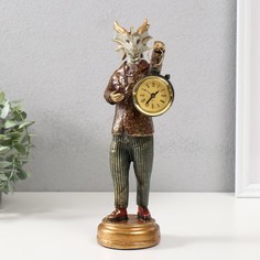 Сувенир полистоун с часами Золотистый дракон 95х85х28 см No Brand