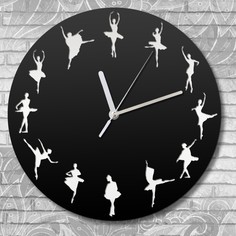 Настенные часы Бруталити деревянные бесшумные балет балерины - 303