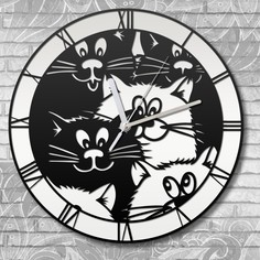 Настенные часы Бруталити деревянные бесшумные животные коты - 608