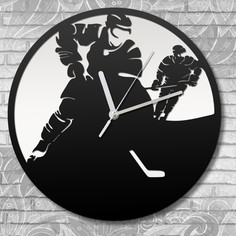 Настенные часы Бруталити деревянные бесшумные спорт хоккей - 305