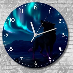 Настенные часы Бруталити УФ животные фэнтези волк полярная ночь - 3088