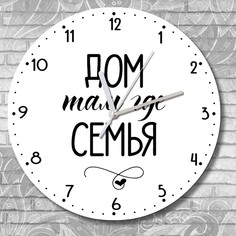 Настенные часы Бруталити УФ надписи мотивация дом там где семья - 3260