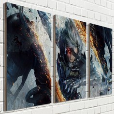 Модульная картина на рельефной доске ОСП игры метал гир райсинг No Brand
