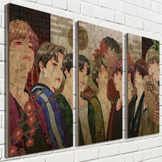 Картина ОСП музыка кпоп kpop bts бтс 2127 модульная на рельефной доске No Brand