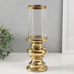 Подсвечник Грация d7,5 см золото 10х10х28,5 см керамика, стекло на 1 свечу No Brand