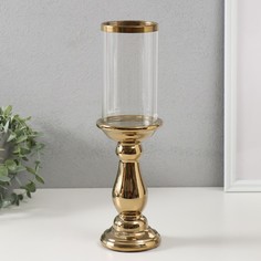 Подсвечник Магистр d8 см золото 9,5х9,5х32 см керамика, стекло на 1 свечу No Brand