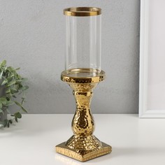 Подсвечник Монти d7,5 см золото 9х9х31,5 см керамика, стекло на 1 свечу No Brand
