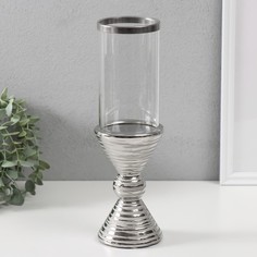 Подсвечник Зазеркалье. Зебра d7,5 см серебро 9,5х9,5х29 см керамика, стекло на 1 свечу No Brand