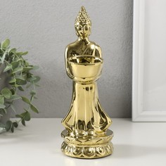 Подсвечник Будда d4 см золото 8х11х22,5 см керамика на 1 свечу No Brand
