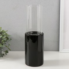 Подсвечник Хром d7,5 см чёрный 9,2х9,2х29,5 см керамика, стекло на 1 свечу No Brand