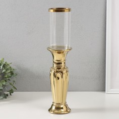 Подсвечник Арте d7,5 см золото 9х9х37,5 см керамика, стекло на 1 свечу No Brand