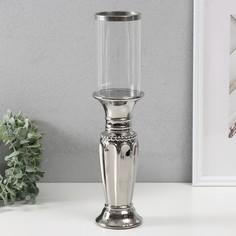 Подсвечник Арте d7,5 см серебро 9х9х37,5 см керамика, стекло на 1 свечу No Brand