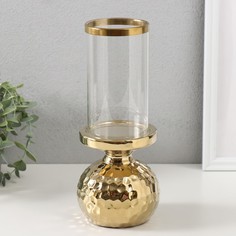 Подсвечник Лоджуар d8 см золото 10,5х10,5х26 см керамика, стекло на 1 свечу No Brand