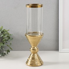 Подсвечник Зазеркалье. Зебра d7,5 см золото 9,5х9,5х29 см керамика, стекло на 1 свечу No Brand