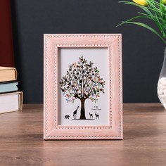 Фоторамка пластик Джинса 10х15 см, бледно-розовая No Brand