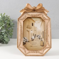 Фоторамка 10х15 см Эсмеральда. Бант песочное золото 14х2,5х22,5 см No Brand