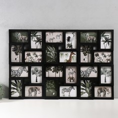 Фоторамка пластик на 24 фото 10х15 Большая семья черная 85х3х57 см No Brand