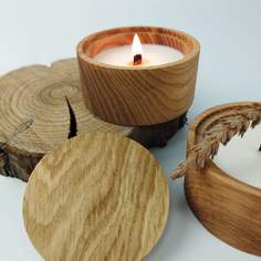 Свеча ароматическая Ova в деревянном подсвечнике Мамин какао