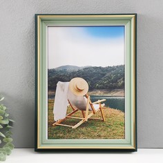 Фоторамка пластик формат А4 Стилиани светло-зеленая с золотом 4,8х26х34,5 см No Brand