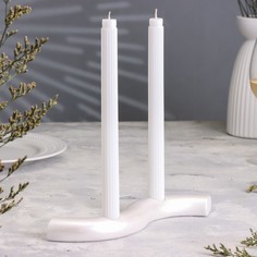 Подсвечник Дарим Красиво Волны, для двух свечей, из гипса, 25х6х3 см