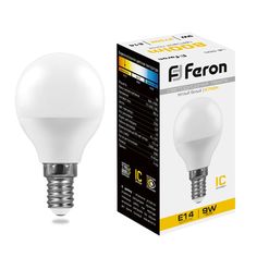 Лампочка светодиодная FERON LB-550, 9Вт E14 230V белый теплый, упаковка 10 шт., 25801