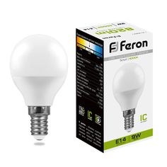 Лампочка светодиодная FERON LB-550, 9Вт E14 230V белый, упаковка 10 шт., 25802