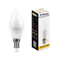 Лампочка светодиодная FERON LB-770, 11Вт E14 230V белый теплый, упаковка 10 шт., 25941