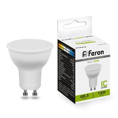 Лампочка светодиодная FERON LB-960, 13Вт GU10 175-265V белый, упаковка 10 шт., 38192