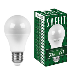 Лампочка светодиодная Saffit SBA6530, 30Вт E27 230V белый теплый, упаковка 10 шт., 55182