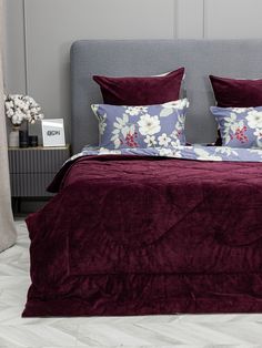 Комплект с одеялом KAZANOV.A “Орнелла” винный серебро (хлопок-велюр), евро Kazanov.A.