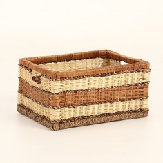 Корзина плетеная, 39х31х21,5 см, ротанг, джут No Brand