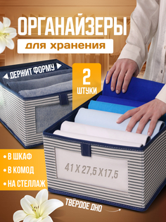 Набор органайзеров Наведи порядок! 2 шт, в синюю полоску, 41*27*17