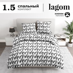 Комплект постельного белья Lagom Леви, 1,5 спальный, поплин наволочки 70х70 2 шт