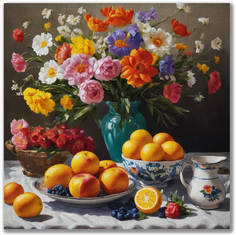 Картина интерьерная Ability Букет цветов и апельсины 40х40см