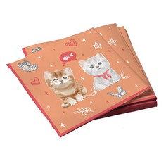 Салфетки бумажные ND Play трехслойные Котики на персиковом, 33*33 см, 20 шт