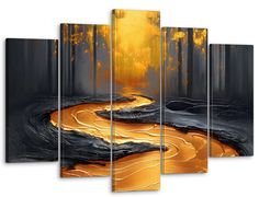 Модульная картина Модуль В дом Тропа из золота 80x140 см MK50331