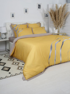 Комплект постельного белья евро Flash banana наволочки 70х70 и 50х70 макосатин Mona Liza