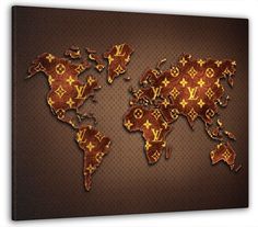Модульная картина Модуль В дом Карта мира в коричневых цветах LV 30x40 см