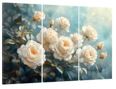 Модульная картина Модуль В дом Нежные белые розы 60х100 см MK30332
