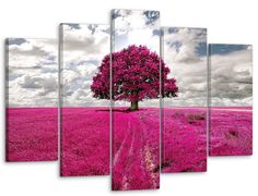 Модульная картина Модуль В дом Дерево в фиолетовых тонах 80x140 см MK50024