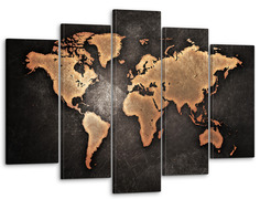 Модульная картина Модуль В дом Карта мира в коричневых тонах 80x140 см MK50044